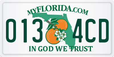 FL license plate 0134CD
