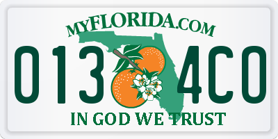 FL license plate 0134CO
