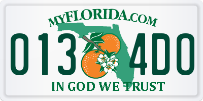 FL license plate 0134DO