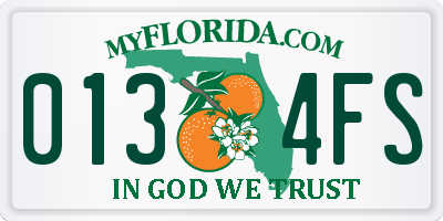 FL license plate 0134FS