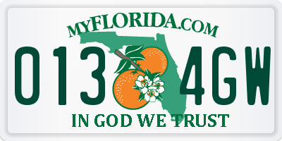 FL license plate 0134GW