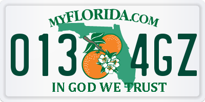 FL license plate 0134GZ