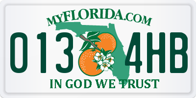 FL license plate 0134HB
