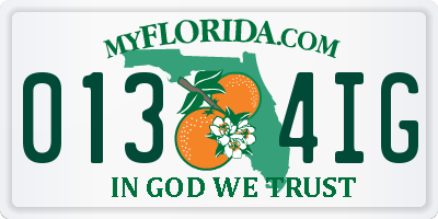 FL license plate 0134IG