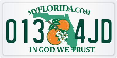 FL license plate 0134JD