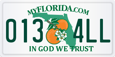 FL license plate 0134LL