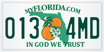 FL license plate 0134MD