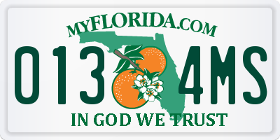 FL license plate 0134MS