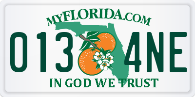 FL license plate 0134NE