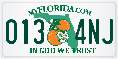 FL license plate 0134NJ