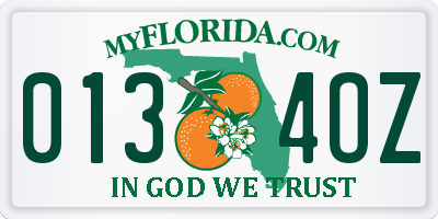 FL license plate 0134OZ