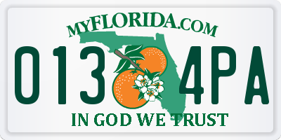 FL license plate 0134PA