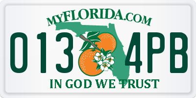 FL license plate 0134PB