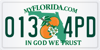 FL license plate 0134PD