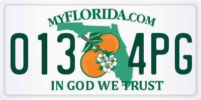 FL license plate 0134PG