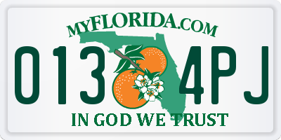 FL license plate 0134PJ