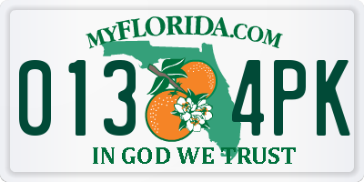 FL license plate 0134PK