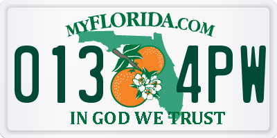 FL license plate 0134PW