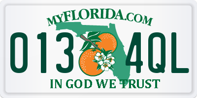 FL license plate 0134QL
