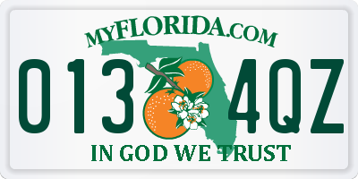 FL license plate 0134QZ