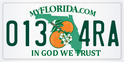 FL license plate 0134RA