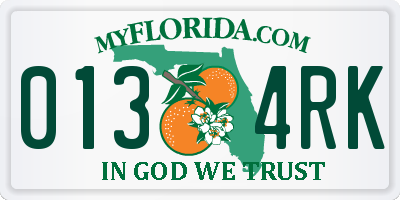 FL license plate 0134RK