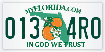 FL license plate 0134RO