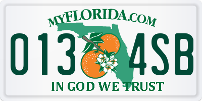 FL license plate 0134SB