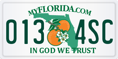 FL license plate 0134SC