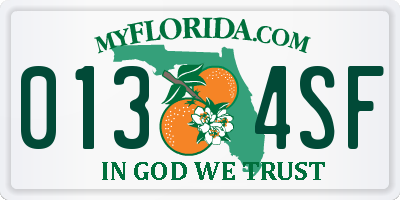 FL license plate 0134SF