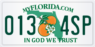 FL license plate 0134SP