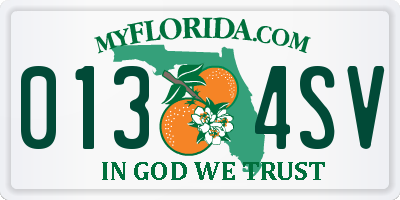 FL license plate 0134SV