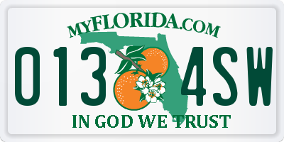 FL license plate 0134SW
