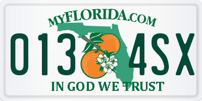 FL license plate 0134SX