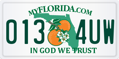 FL license plate 0134UW