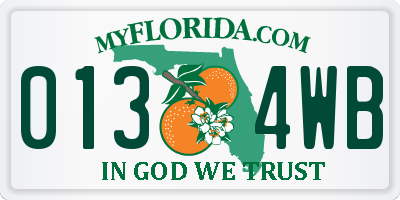 FL license plate 0134WB