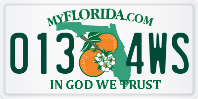 FL license plate 0134WS