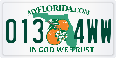 FL license plate 0134WW