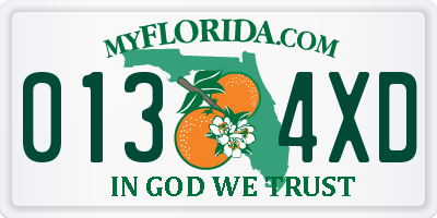 FL license plate 0134XD