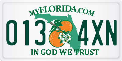 FL license plate 0134XN
