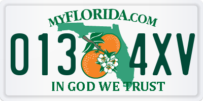 FL license plate 0134XV