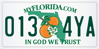 FL license plate 0134YA