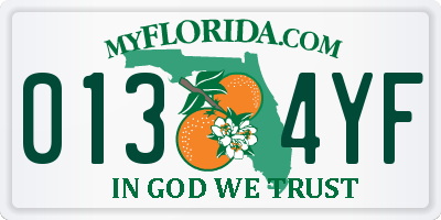 FL license plate 0134YF