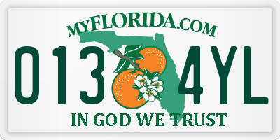 FL license plate 0134YL