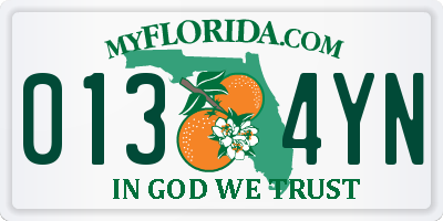 FL license plate 0134YN