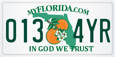 FL license plate 0134YR
