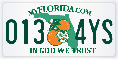 FL license plate 0134YS