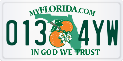 FL license plate 0134YW