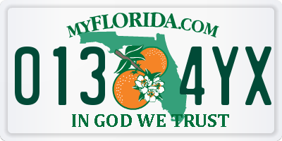 FL license plate 0134YX