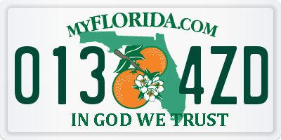 FL license plate 0134ZD